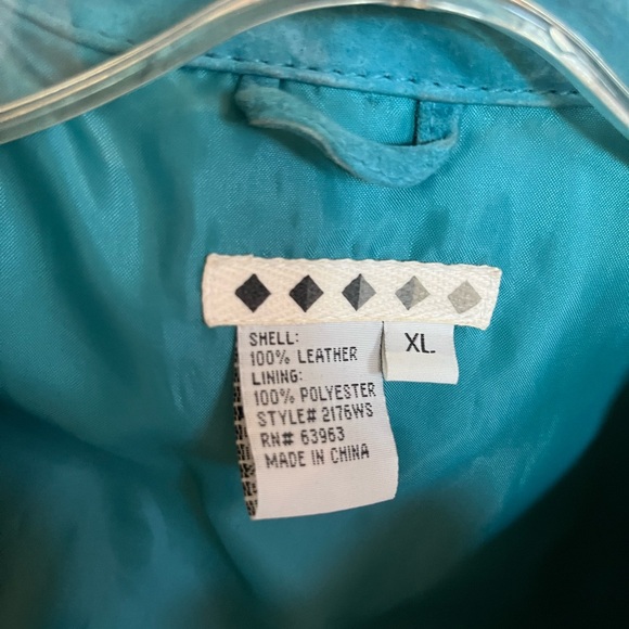 Turquoise suede jacket - Picture 2 of 5